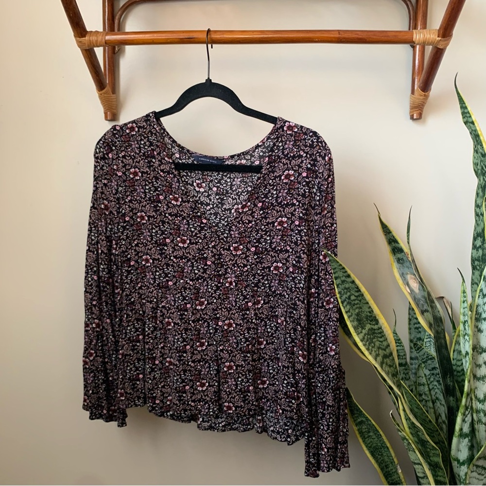 American Eagle Floral Peasant Blouse